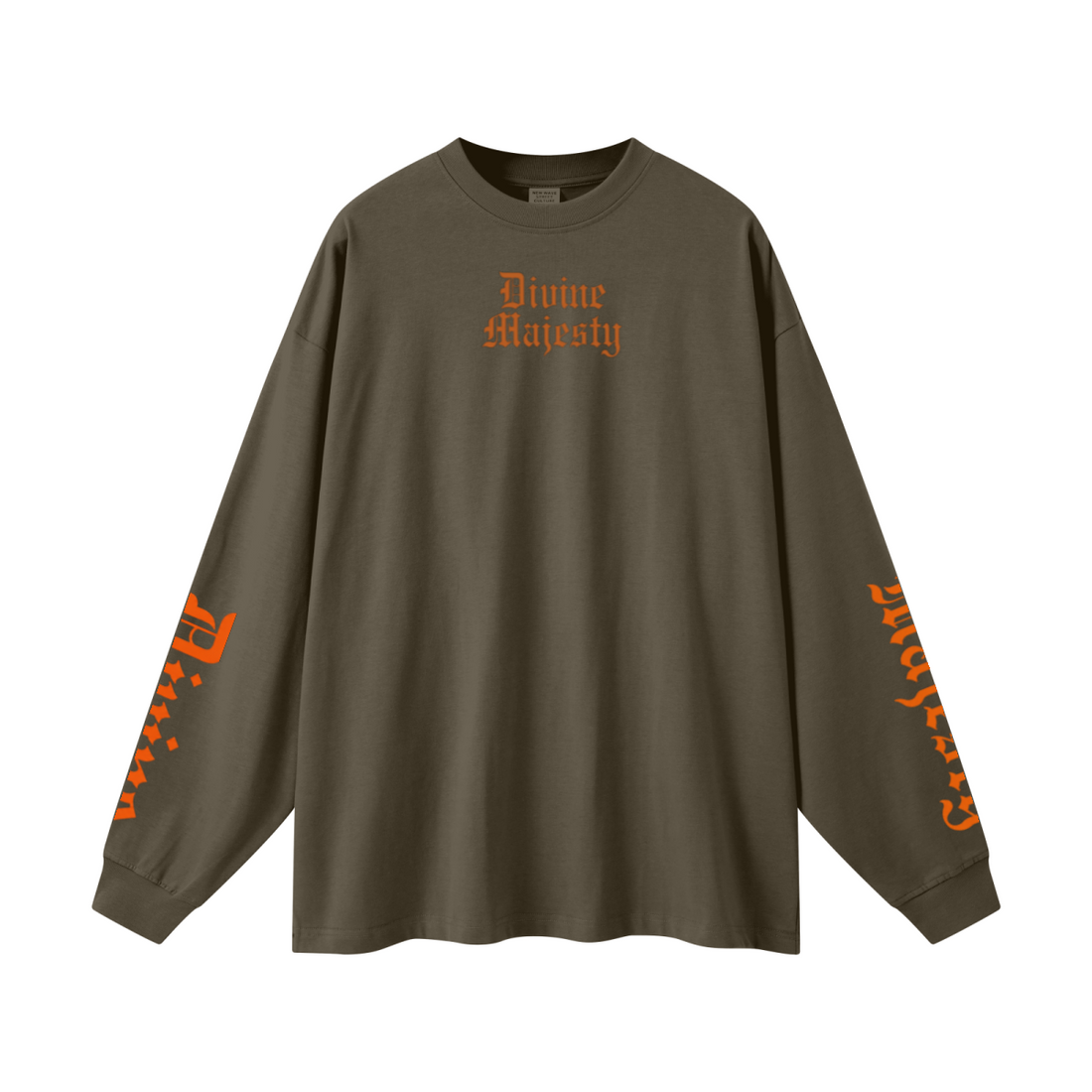 305GSM Unisex Premium Heavyweight Double-Yarn Plain Fabric Earth-Tone Basic Layering Long sleeve Brown