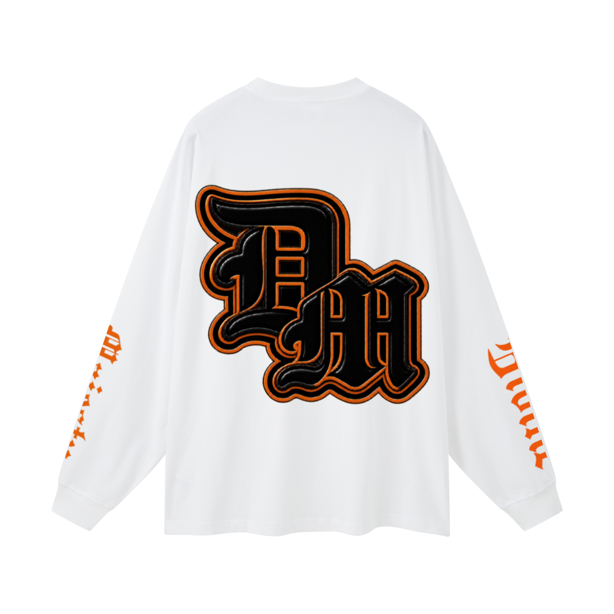 305GSM Unisex Premium Heavyweight Double-Yarn Plain Fabric Earth-Tone Basic Layering Long sleeve White