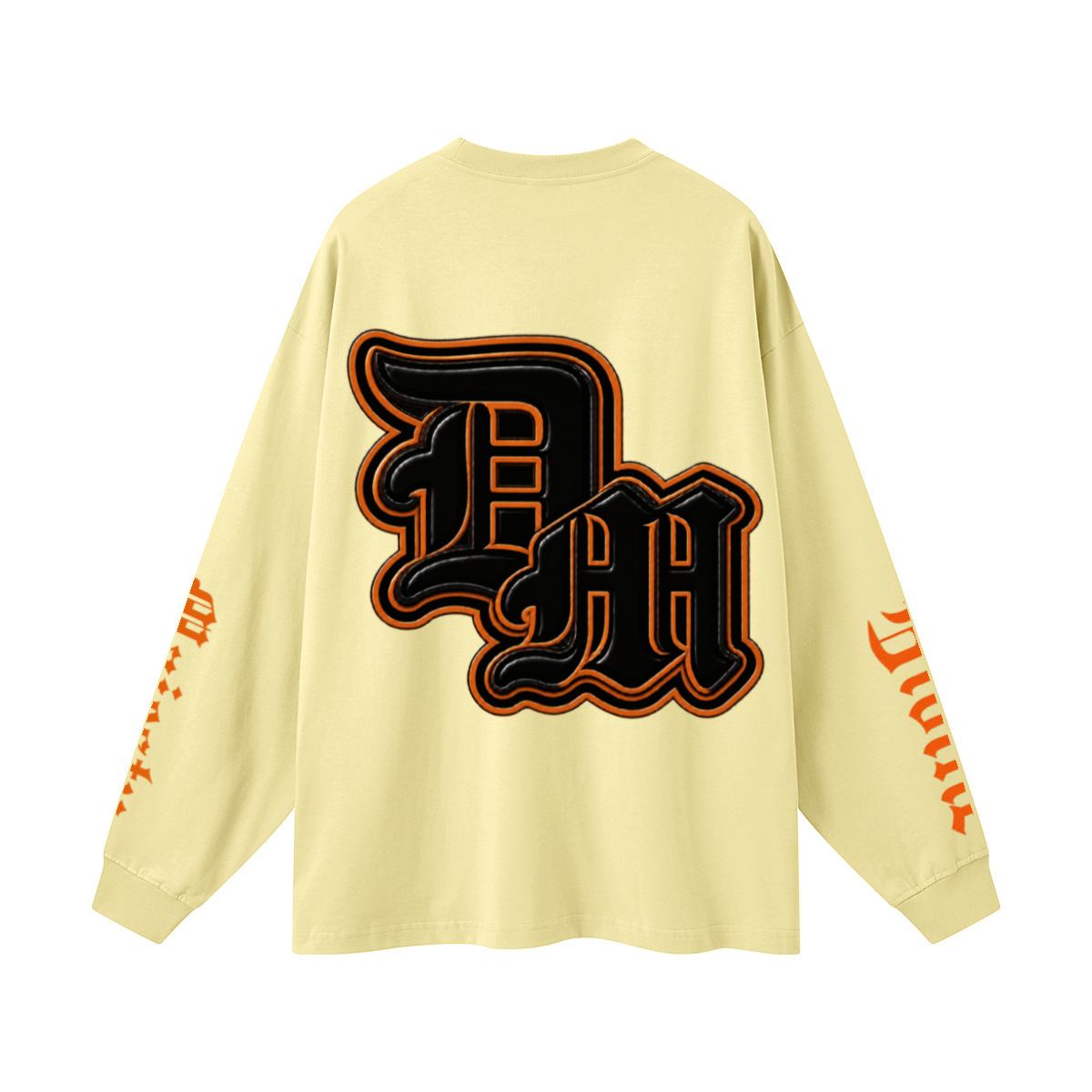 305GSM Unisex Premium Heavyweight Double-Yarn Plain Fabric Earth-Tone Basic Layering Long sleeve Yellow