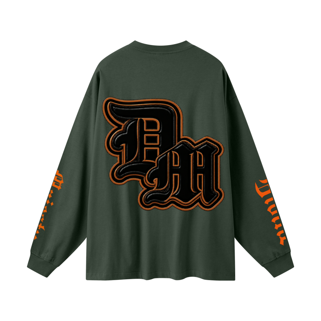 305GSM Unisex Premium Heavyweight Double-Yarn Plain Fabric Earth-Tone Basic Layering Long sleeve Dark Green