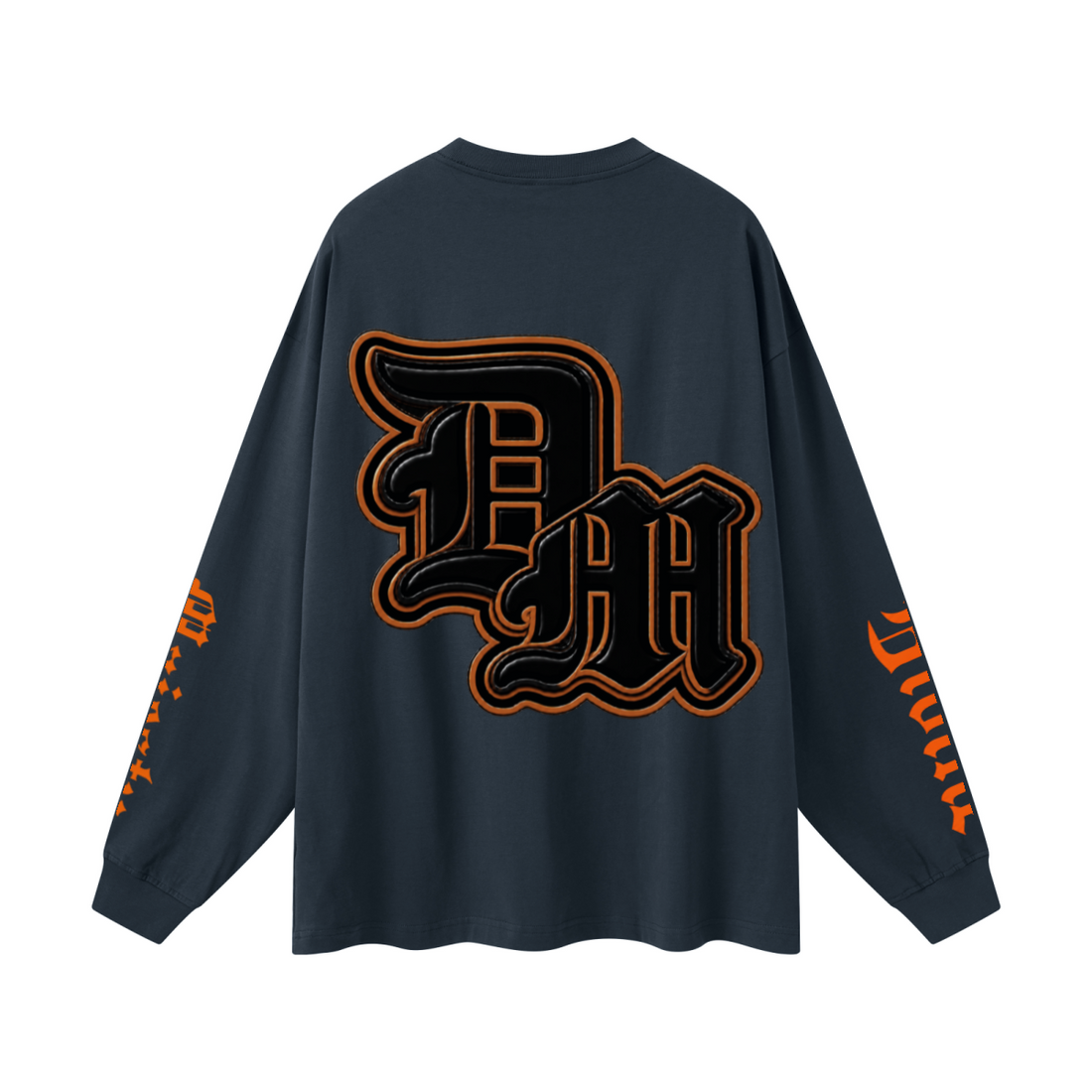305GSM Unisex Premium Heavyweight Double-Yarn Plain Fabric Earth-Tone Basic Layering Long sleeve Navy Blue