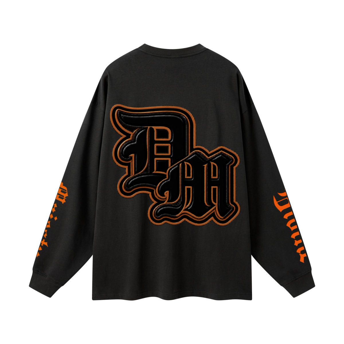 305GSM Unisex Premium Heavyweight Double-Yarn Plain Fabric Earth-Tone Basic Layering Long sleeve Black