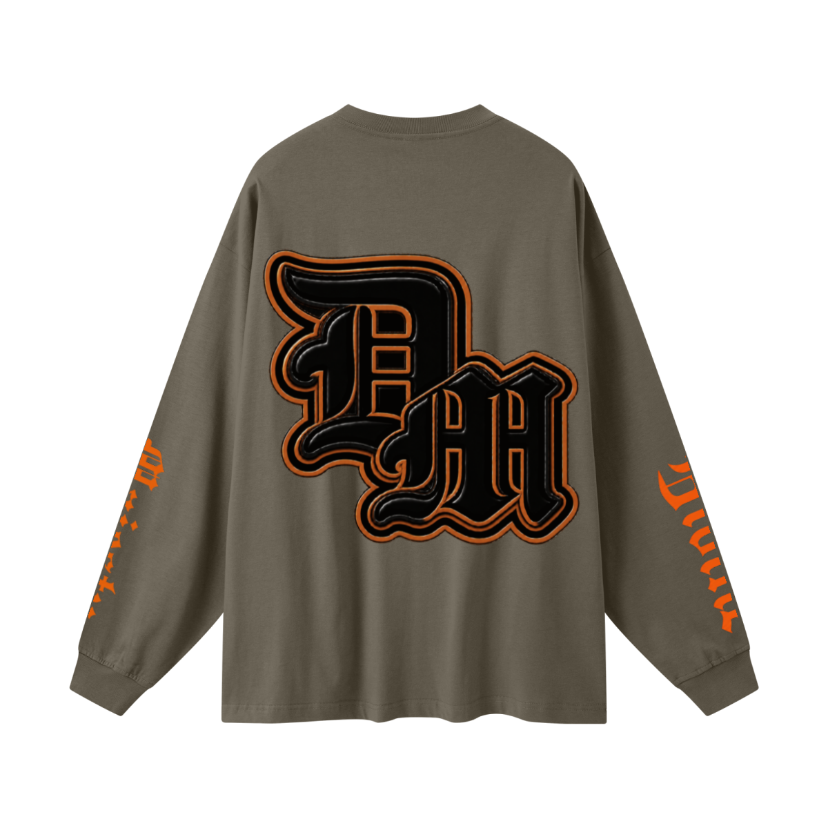 305GSM Unisex Premium Heavyweight Double-Yarn Plain Fabric Earth-Tone Basic Layering Long sleeve Brown