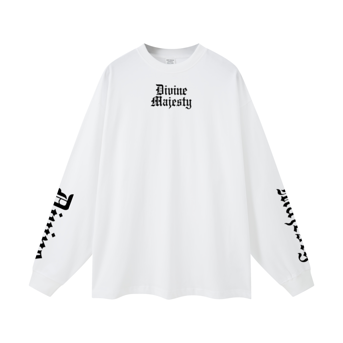 305GSM Unisex Premium Heavyweight Double-Yarn Plain Fabric Earth-Tone Basic Layering Long sleeve White
