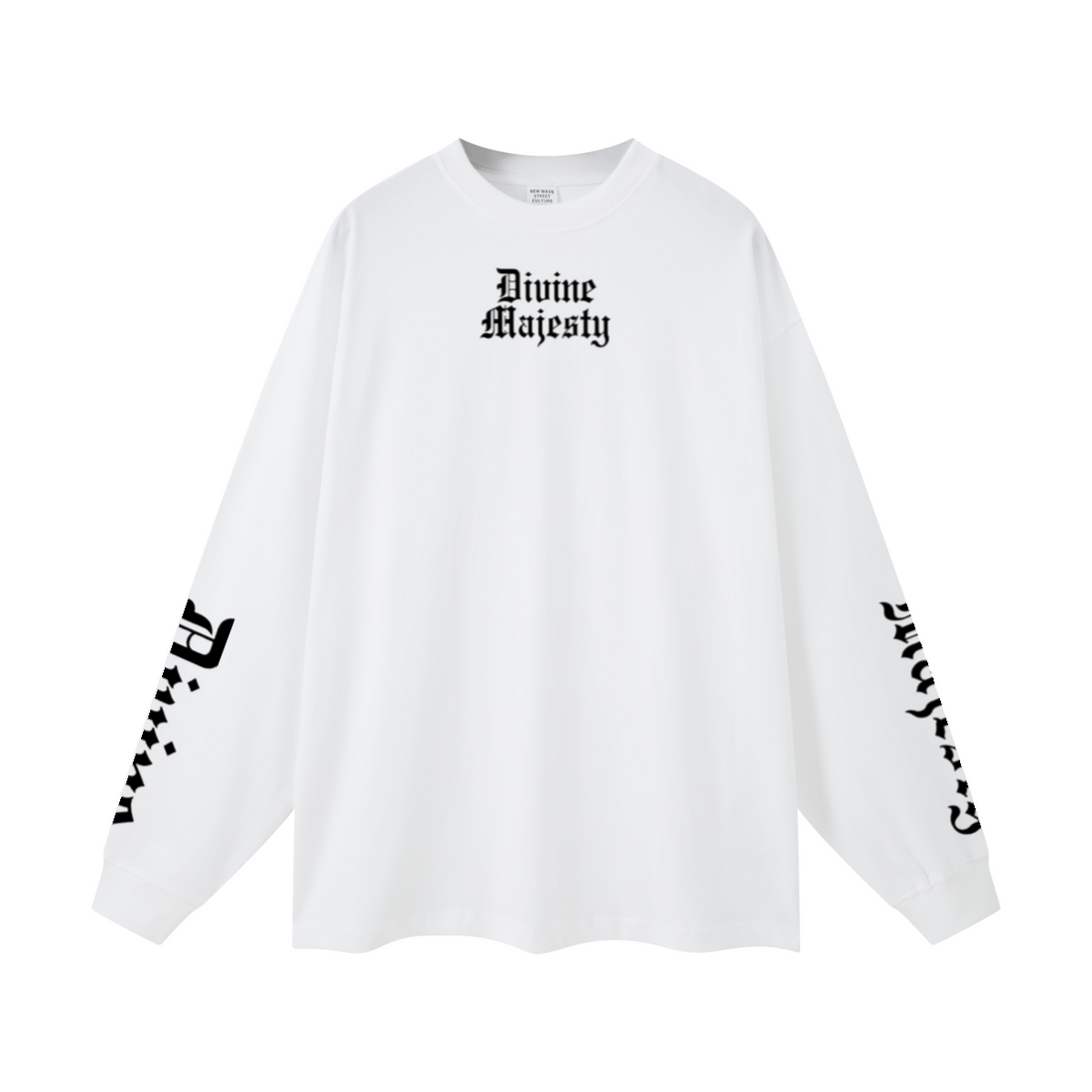 305GSM Unisex Premium Heavyweight Double-Yarn Plain Fabric Earth-Tone Basic Layering Long sleeve White