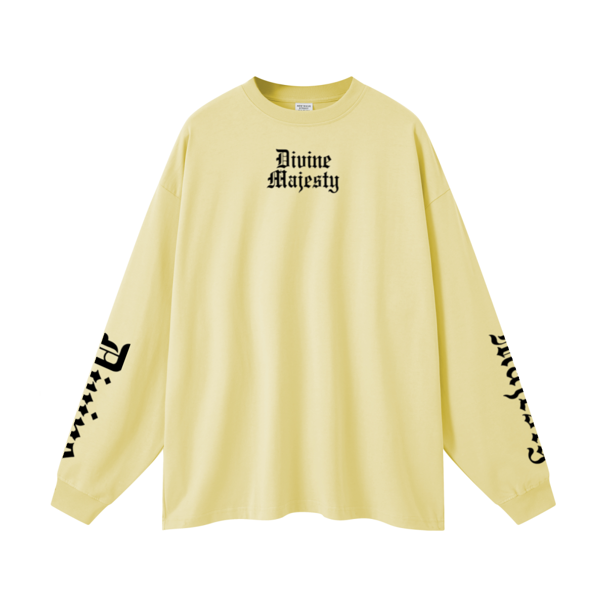 305GSM Unisex Premium Heavyweight Double-Yarn Plain Fabric Earth-Tone Basic Layering Long sleeve Yellow