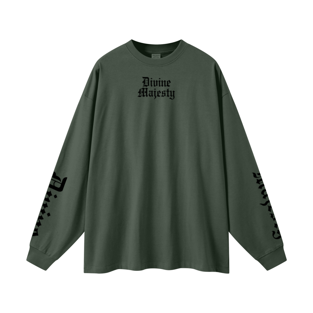 305GSM Unisex Premium Heavyweight Double-Yarn Plain Fabric Earth-Tone Basic Layering Long sleeve Dark Green
