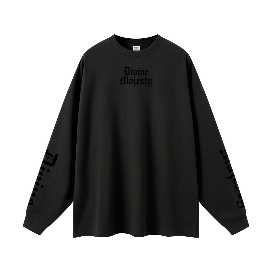 305GSM Unisex Premium Heavyweight Double-Yarn Plain Fabric Earth-Tone Basic Layering Long sleeve Black