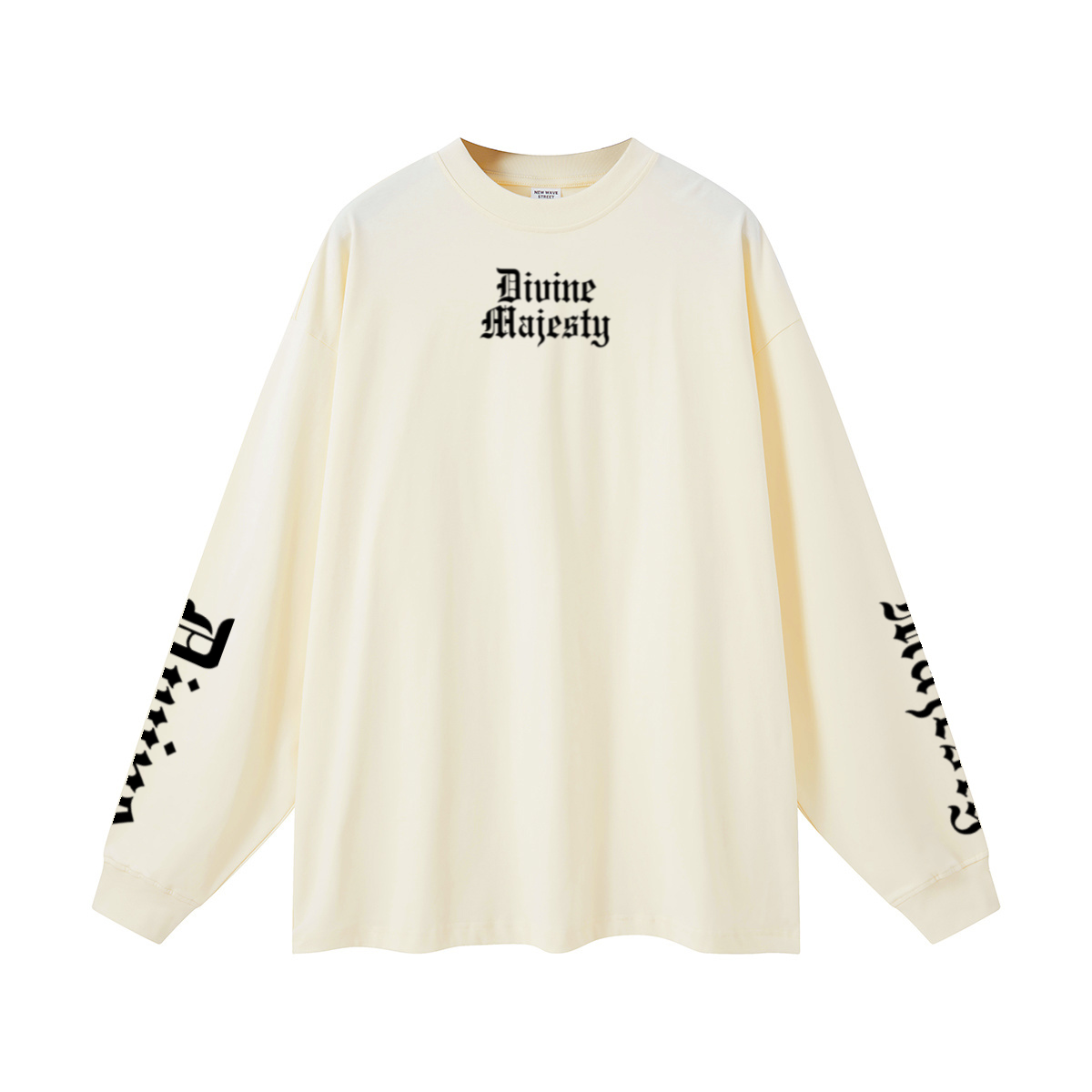 305GSM Unisex Premium Heavyweight Double-Yarn Plain Fabric Earth-Tone Basic Layering Long sleeve Milk Tea White