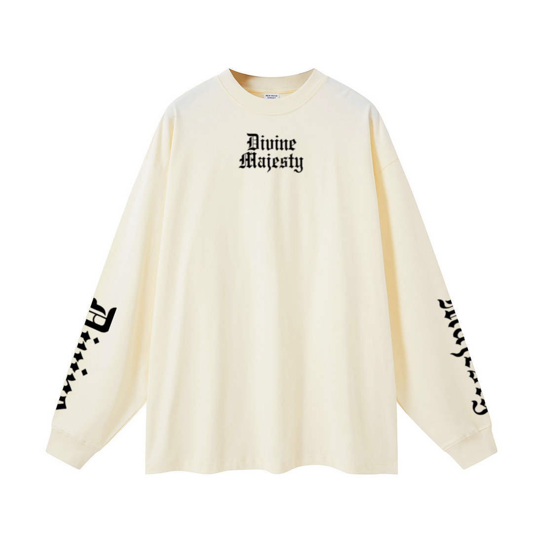 305GSM Unisex Premium Heavyweight Double-Yarn Plain Fabric Earth-Tone Basic Layering Long sleeve Milk Tea White