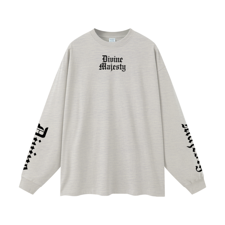 305GSM Unisex Premium Heavyweight Double-Yarn Plain Fabric Earth-Tone Basic Layering Long sleeve Oatmeal Grey