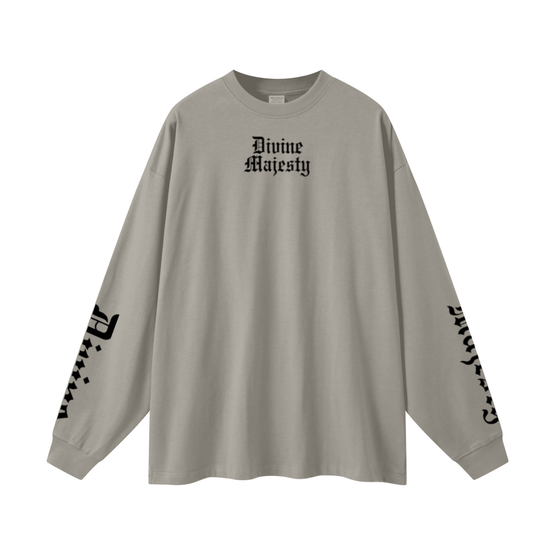 305GSM Unisex Premium Heavyweight Double-Yarn Plain Fabric Earth-Tone Basic Layering Long sleeve Grey Camel