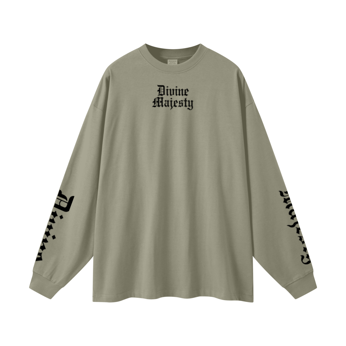 305GSM Unisex Premium Heavyweight Double-Yarn Plain Fabric Earth-Tone Basic Layering Long sleeve Grey Green