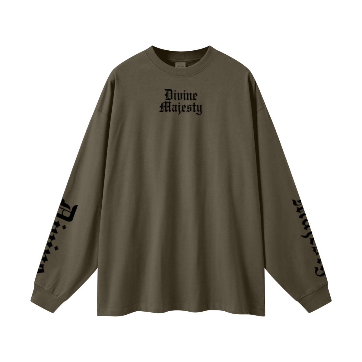 305GSM Unisex Premium Heavyweight Double-Yarn Plain Fabric Earth-Tone Basic Layering Long sleeve Brown