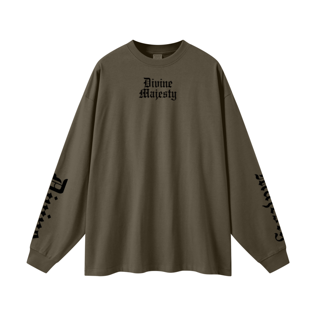 305GSM Unisex Premium Heavyweight Double-Yarn Plain Fabric Earth-Tone Basic Layering Long sleeve Brown