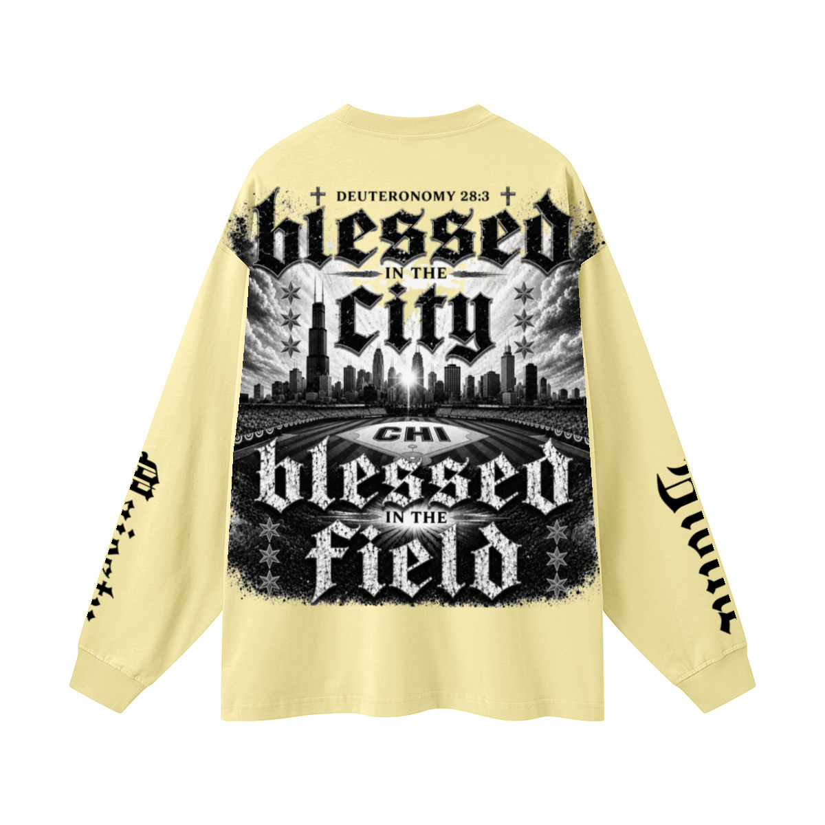 305GSM Unisex Premium Heavyweight Double-Yarn Plain Fabric Earth-Tone Basic Layering Long sleeve Yellow