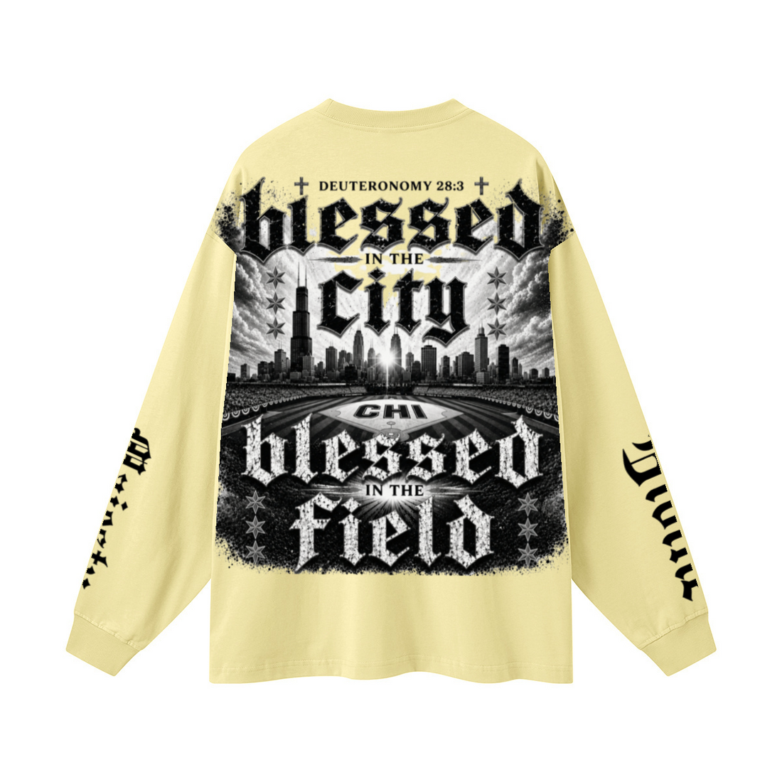 305GSM Unisex Premium Heavyweight Double-Yarn Plain Fabric Earth-Tone Basic Layering Long sleeve Yellow