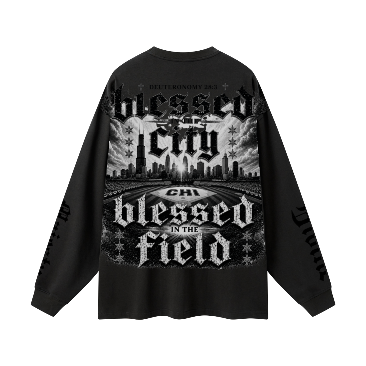 305GSM Unisex Premium Heavyweight Double-Yarn Plain Fabric Earth-Tone Basic Layering Long sleeve Black