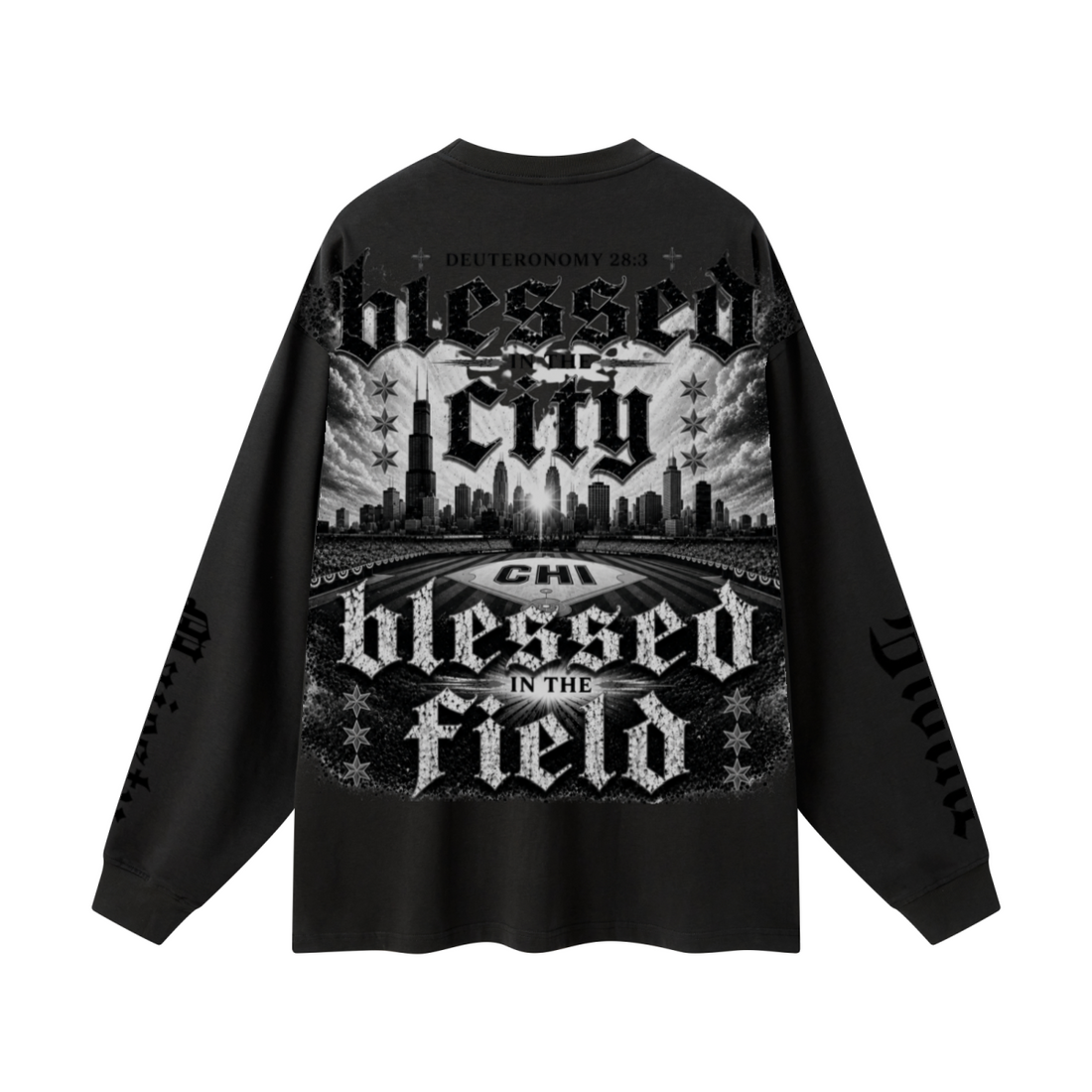 305GSM Unisex Premium Heavyweight Double-Yarn Plain Fabric Earth-Tone Basic Layering Long sleeve Black