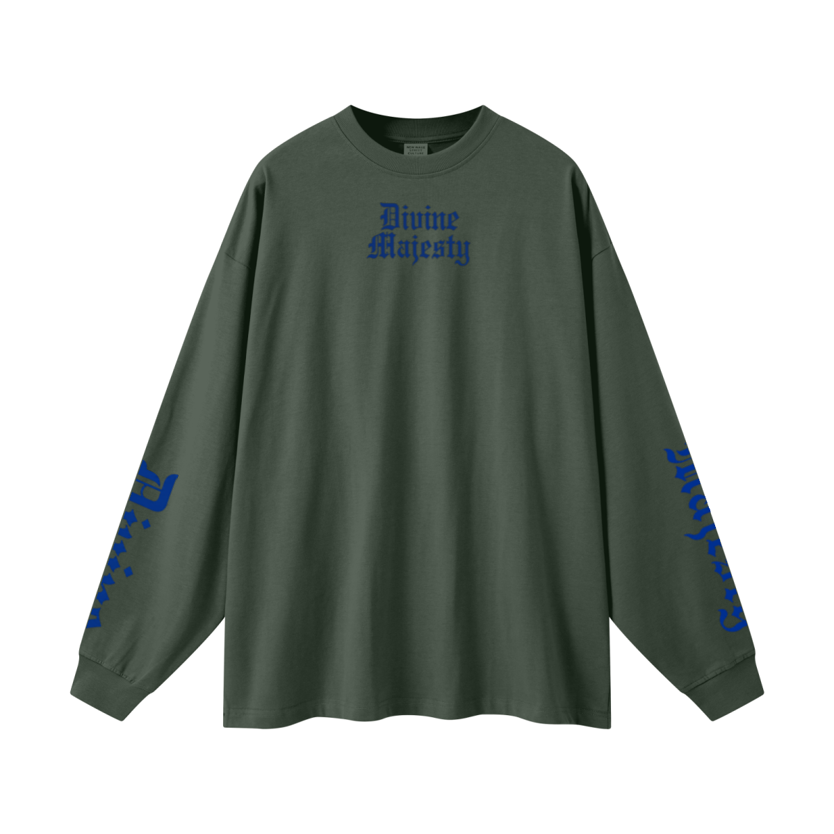 305GSM Unisex Premium Heavyweight Double-Yarn Plain Fabric Earth-Tone Basic Layering Long sleeve Dark Green
