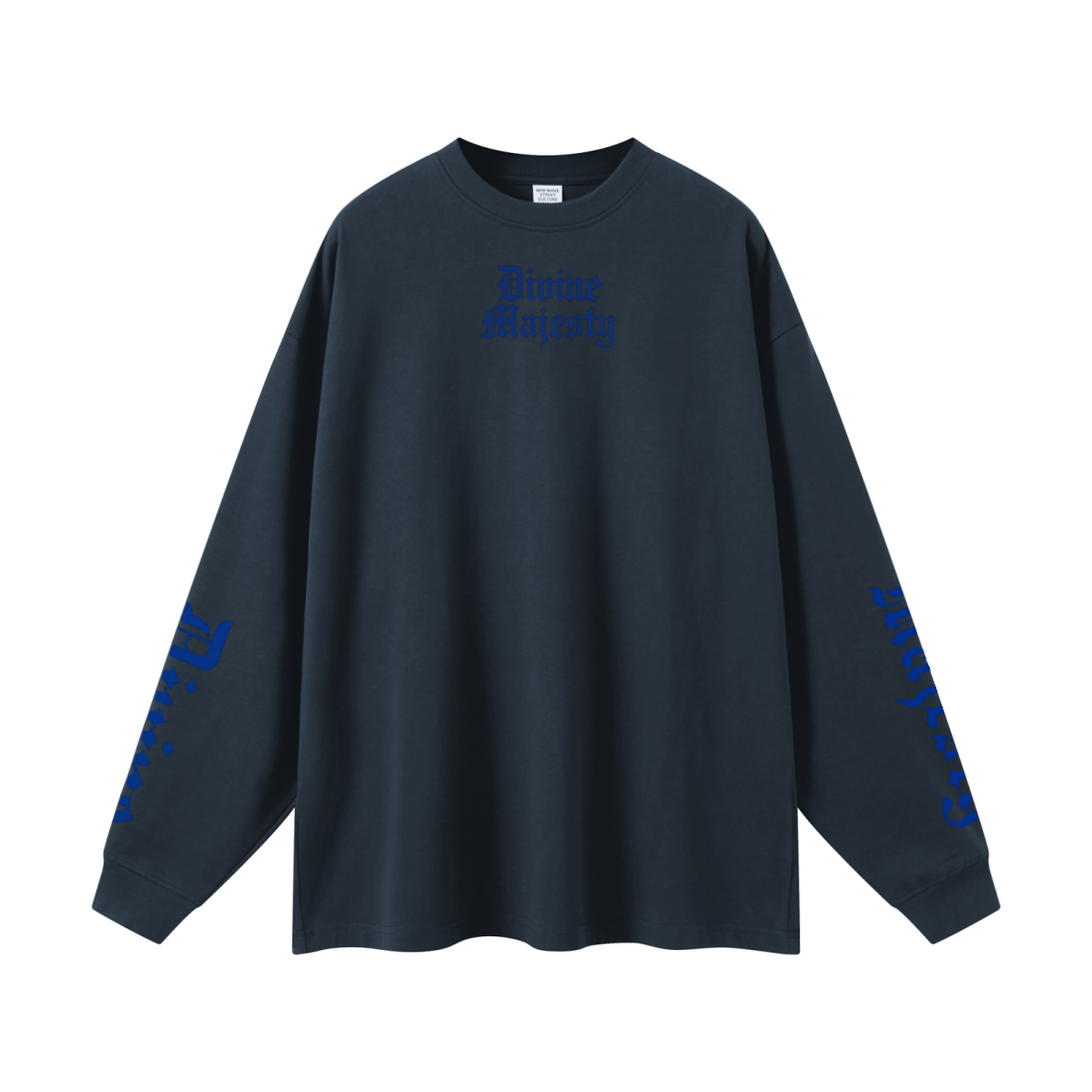 305GSM Unisex Premium Heavyweight Double-Yarn Plain Fabric Earth-Tone Basic Layering Long sleeve Navy Blue