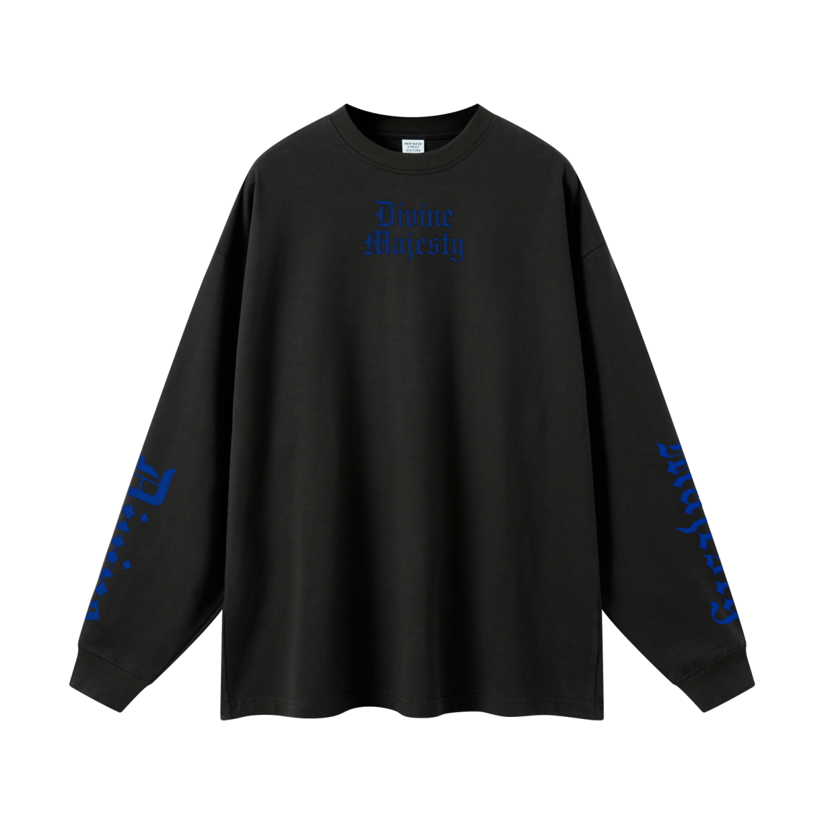 305GSM Unisex Premium Heavyweight Double-Yarn Plain Fabric Earth-Tone Basic Layering Long sleeve Black