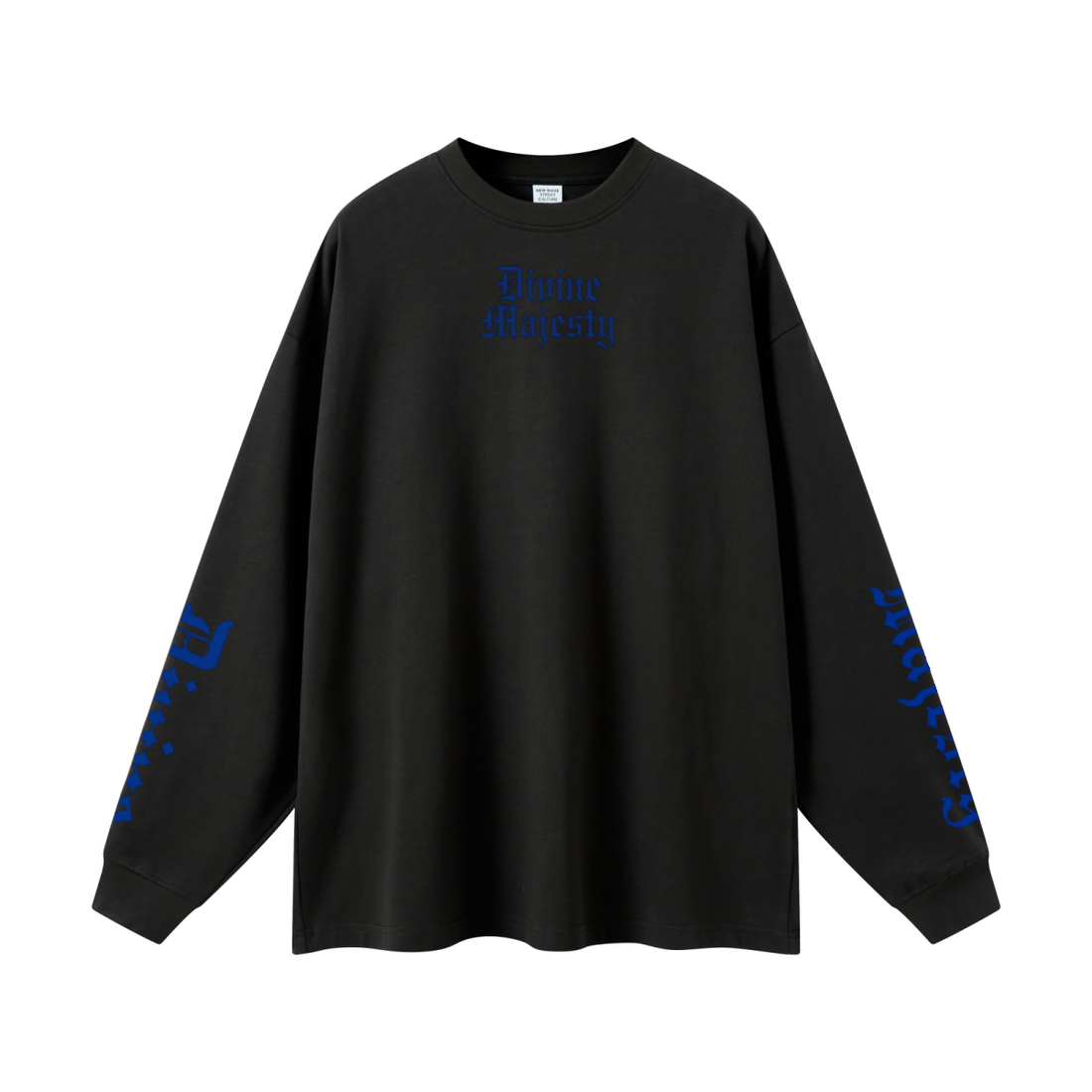 305GSM Unisex Premium Heavyweight Double-Yarn Plain Fabric Earth-Tone Basic Layering Long sleeve Black