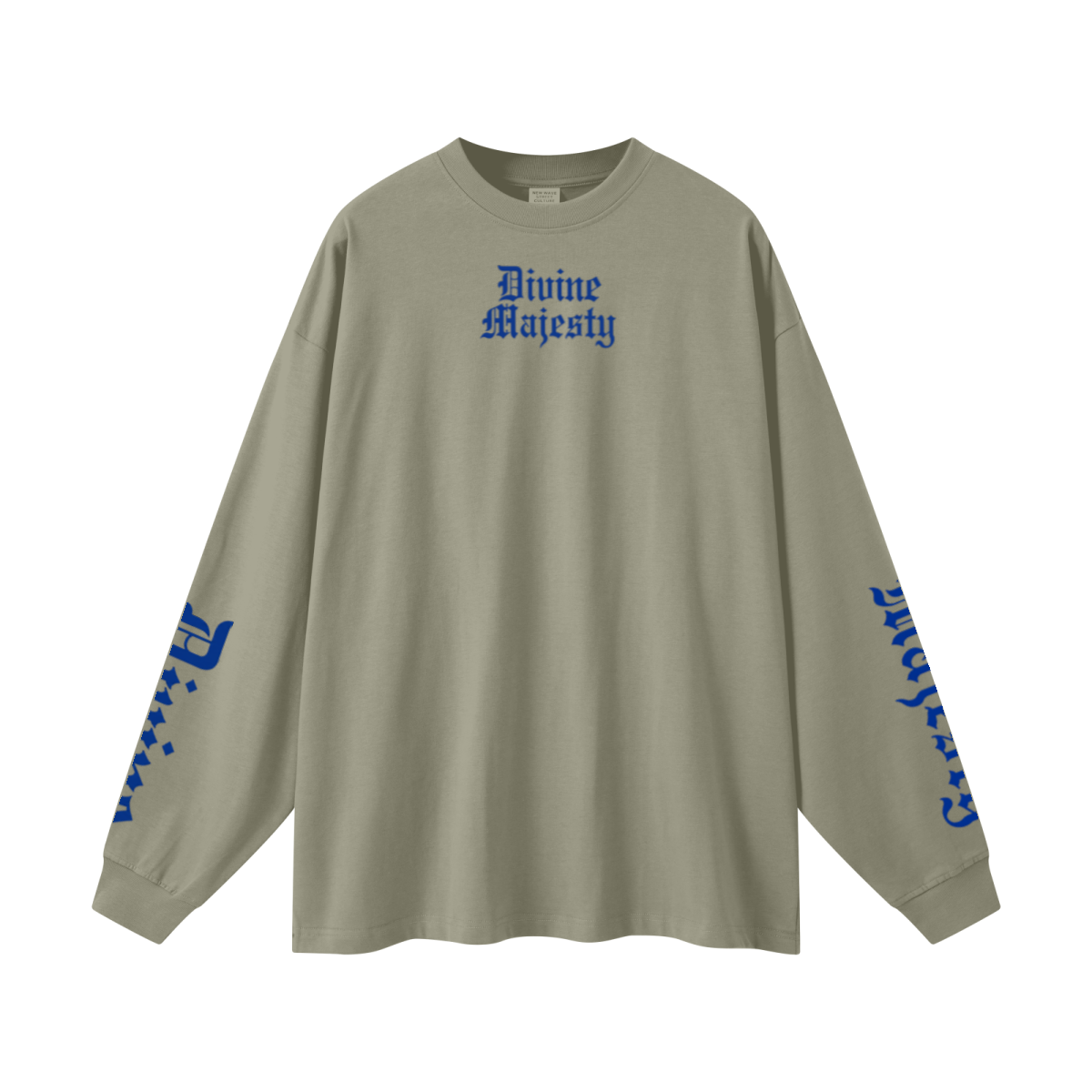 305GSM Unisex Premium Heavyweight Double-Yarn Plain Fabric Earth-Tone Basic Layering Long sleeve Grey Green