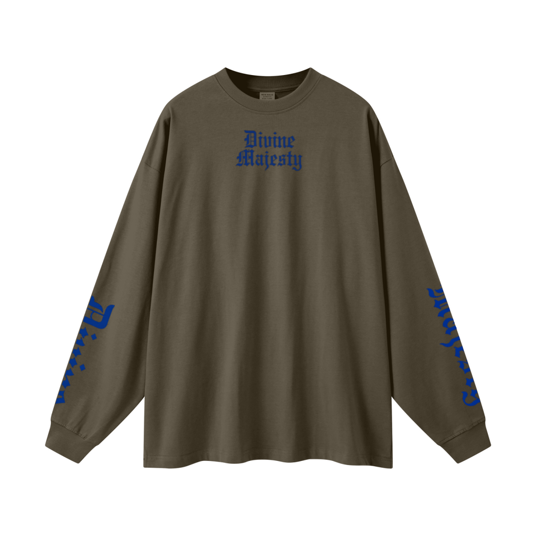 305GSM Unisex Premium Heavyweight Double-Yarn Plain Fabric Earth-Tone Basic Layering Long sleeve Brown