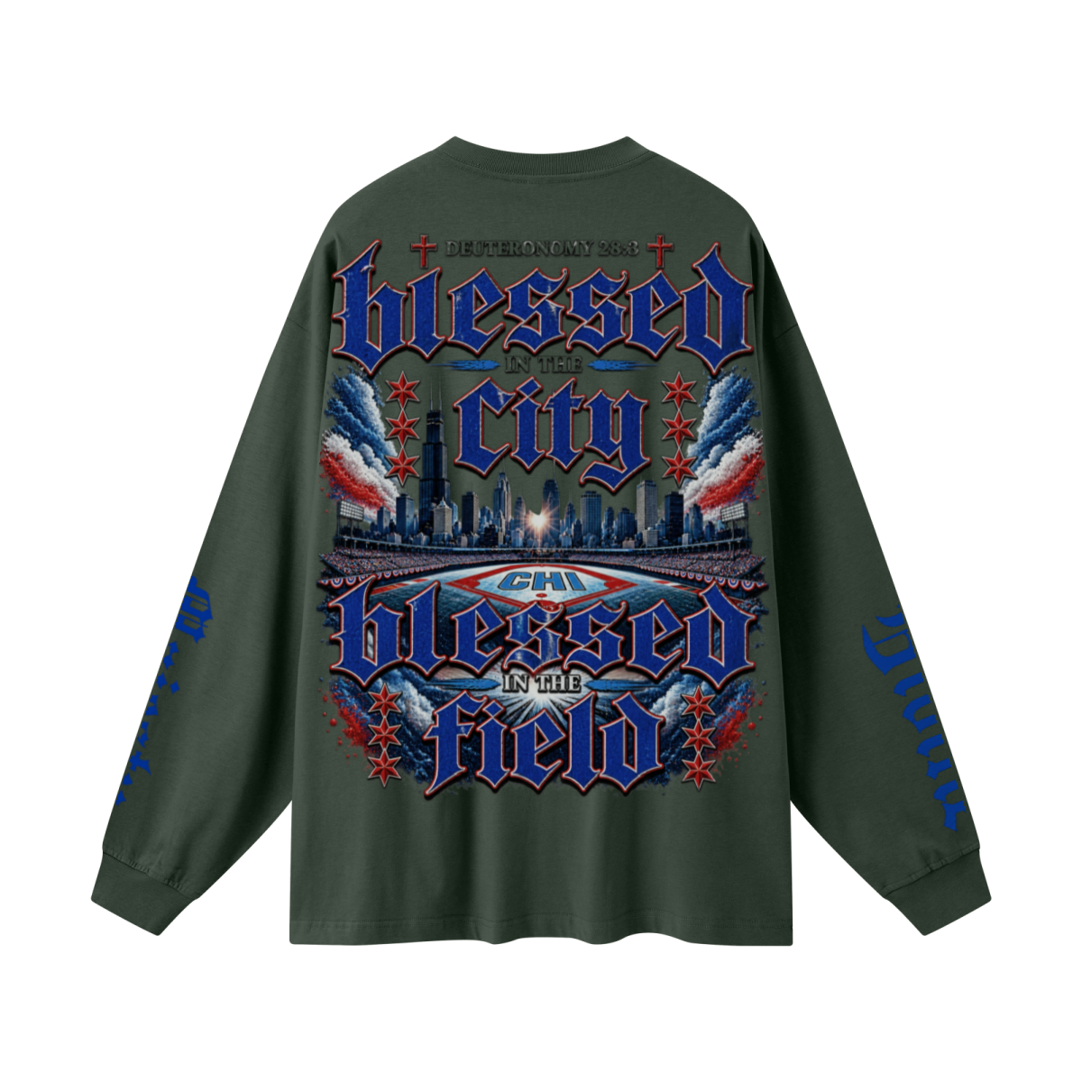 305GSM Unisex Premium Heavyweight Double-Yarn Plain Fabric Earth-Tone Basic Layering Long sleeve Dark Green