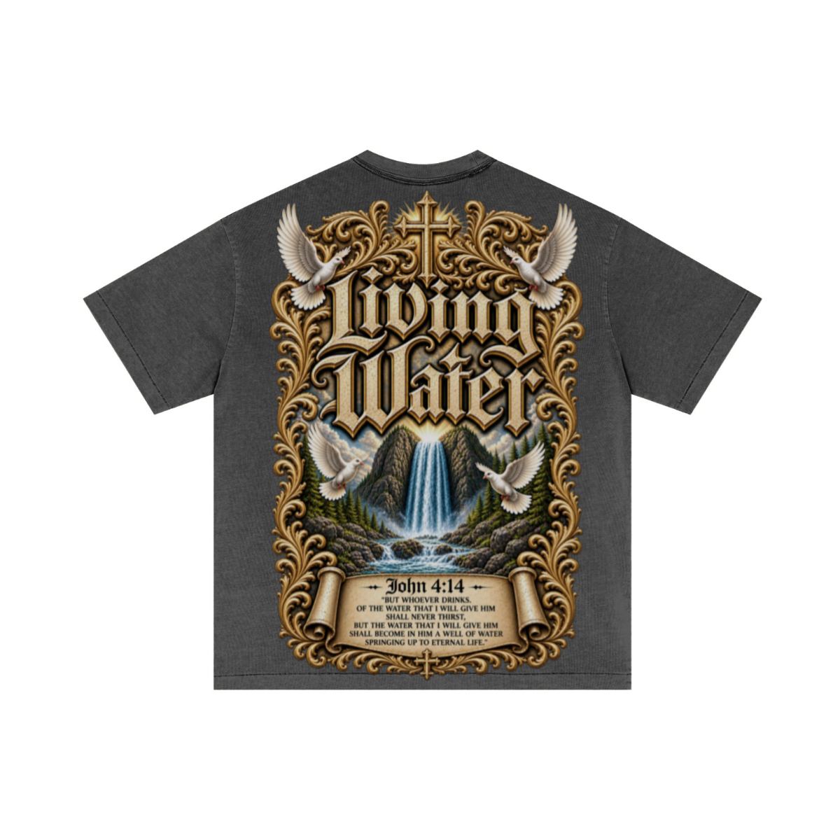275GSM Unisex Double-Yarn 100% Cotton Plain-Wash T-shirt Dark Grey