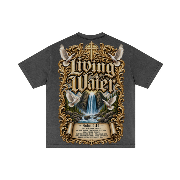 275GSM Unisex Double-Yarn 100% Cotton Plain-Wash T-shirt Dark Grey