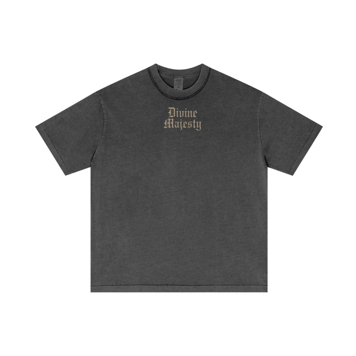 275GSM Unisex Double-Yarn 100% Cotton Plain-Wash T-shirt Dark Grey