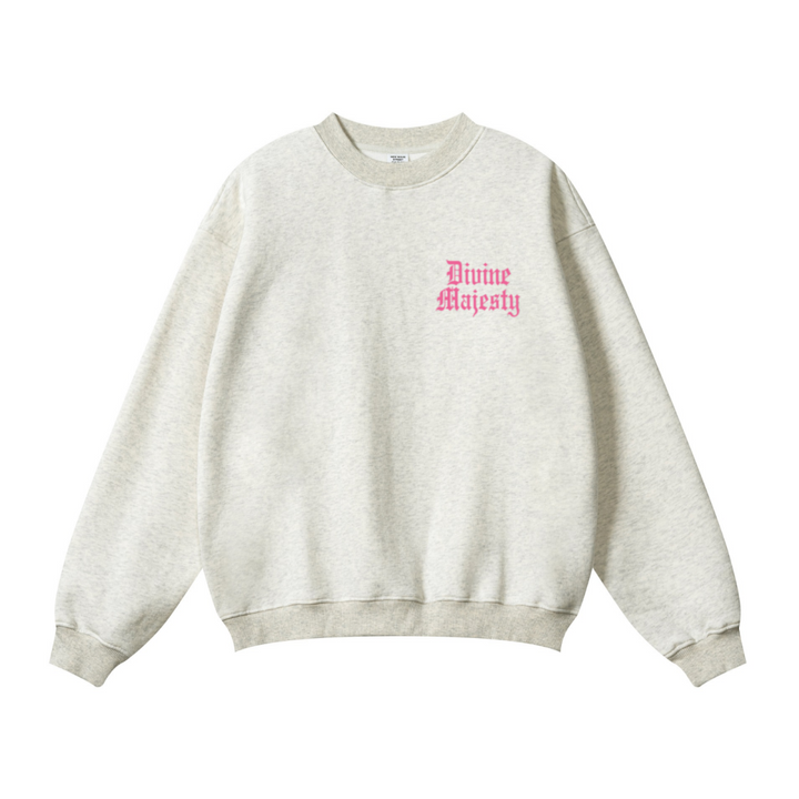 345GSM Women’s Solid-Color Crew Neck  Relaxed Fit Sweatshirt Wheat Ash