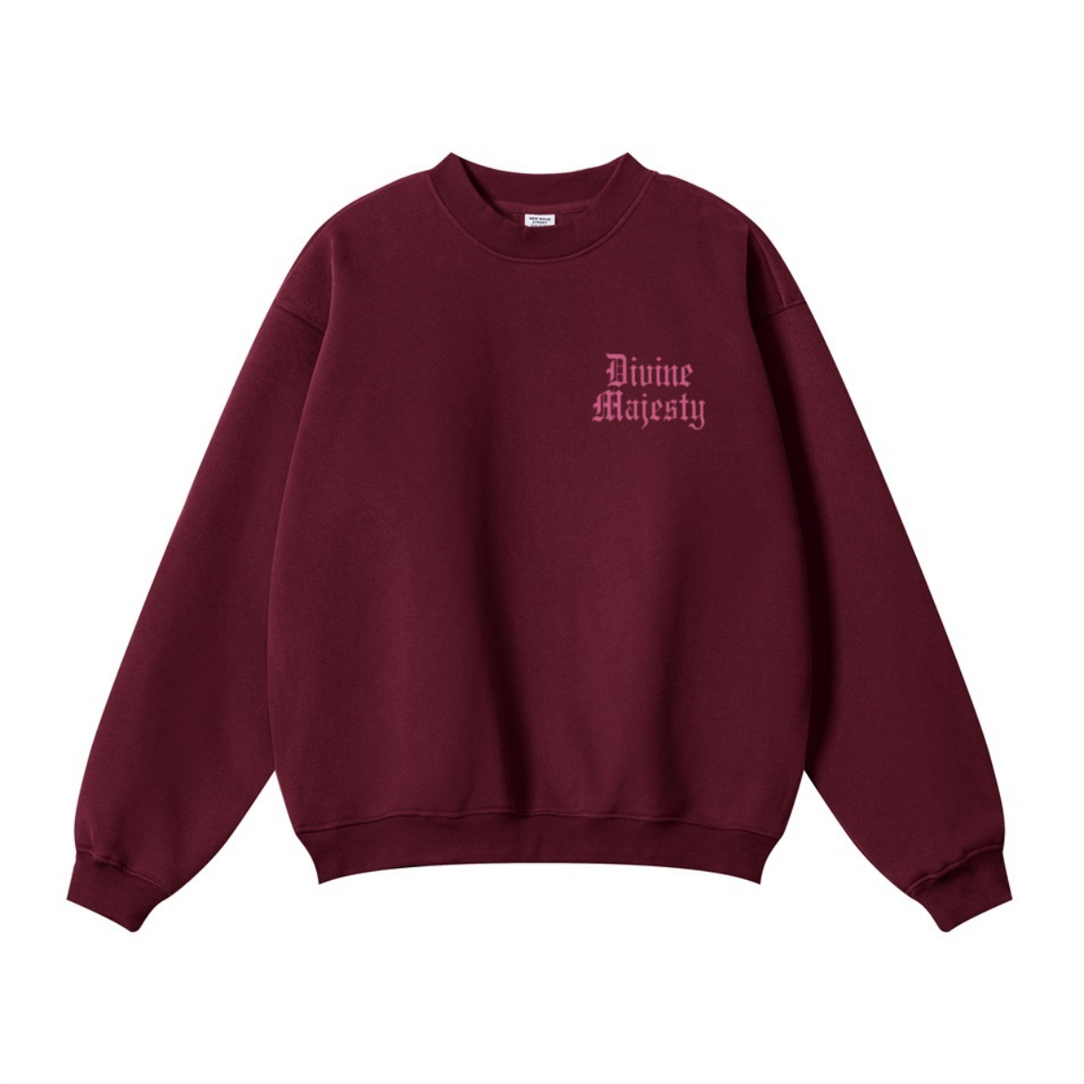 345GSM Women’s Solid-Color Crew Neck  Relaxed Fit Sweatshirt Deep Red