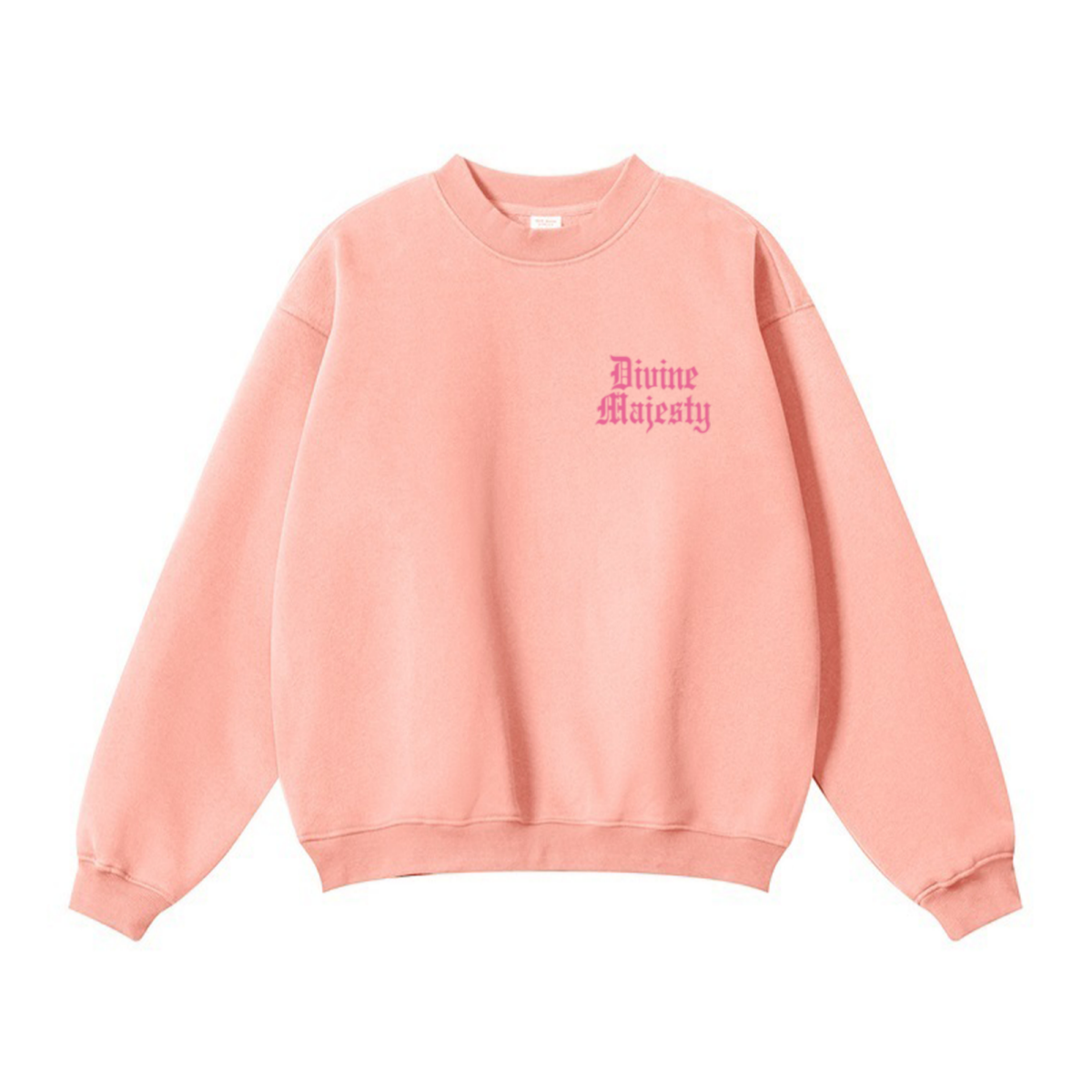 345GSM Women’s Solid-Color Crew Neck  Relaxed Fit Sweatshirt Pink