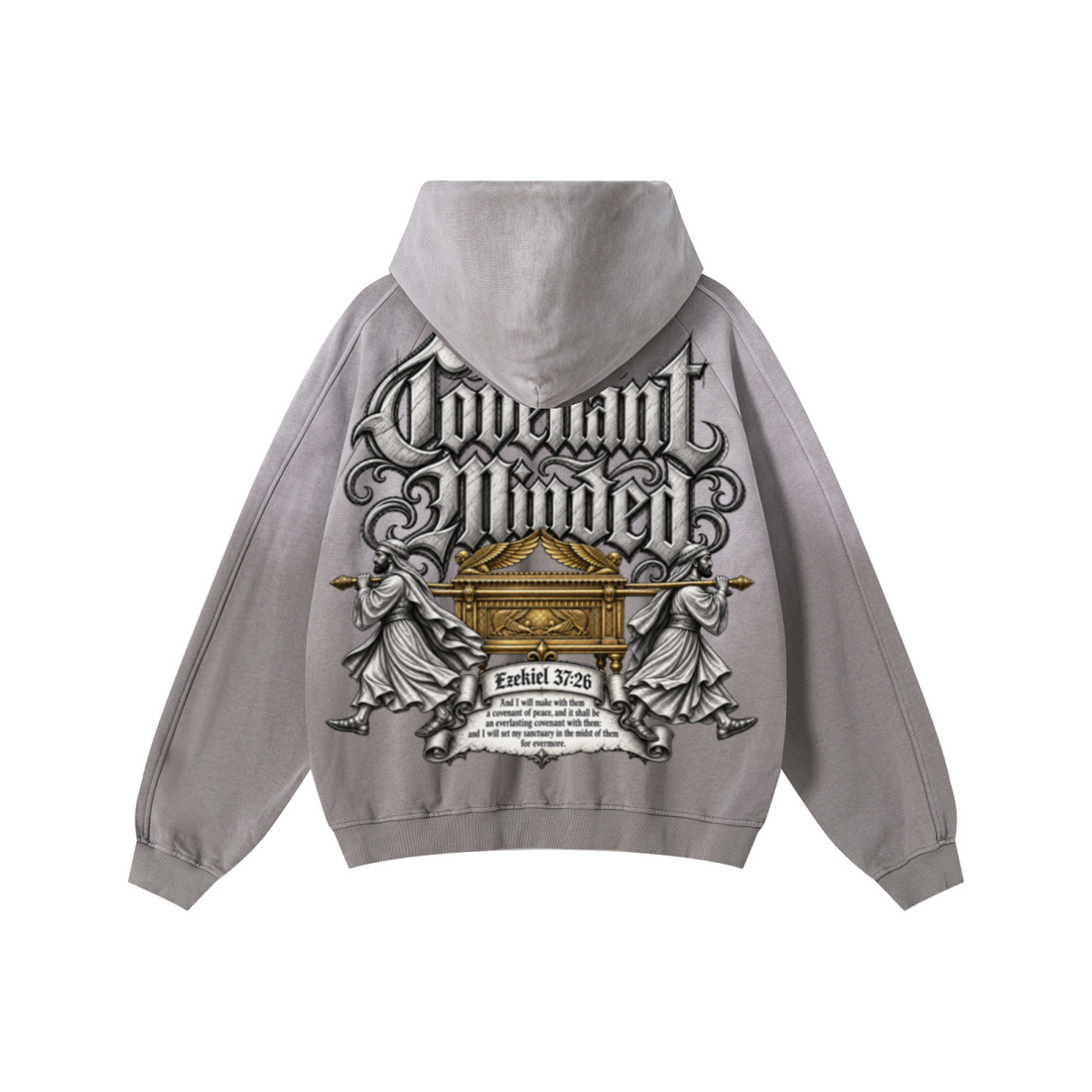 370GSM Unisex Monkey Wash Raw-Edge PP-Sprayed French Terry Hoodie Vintage Medium Grey