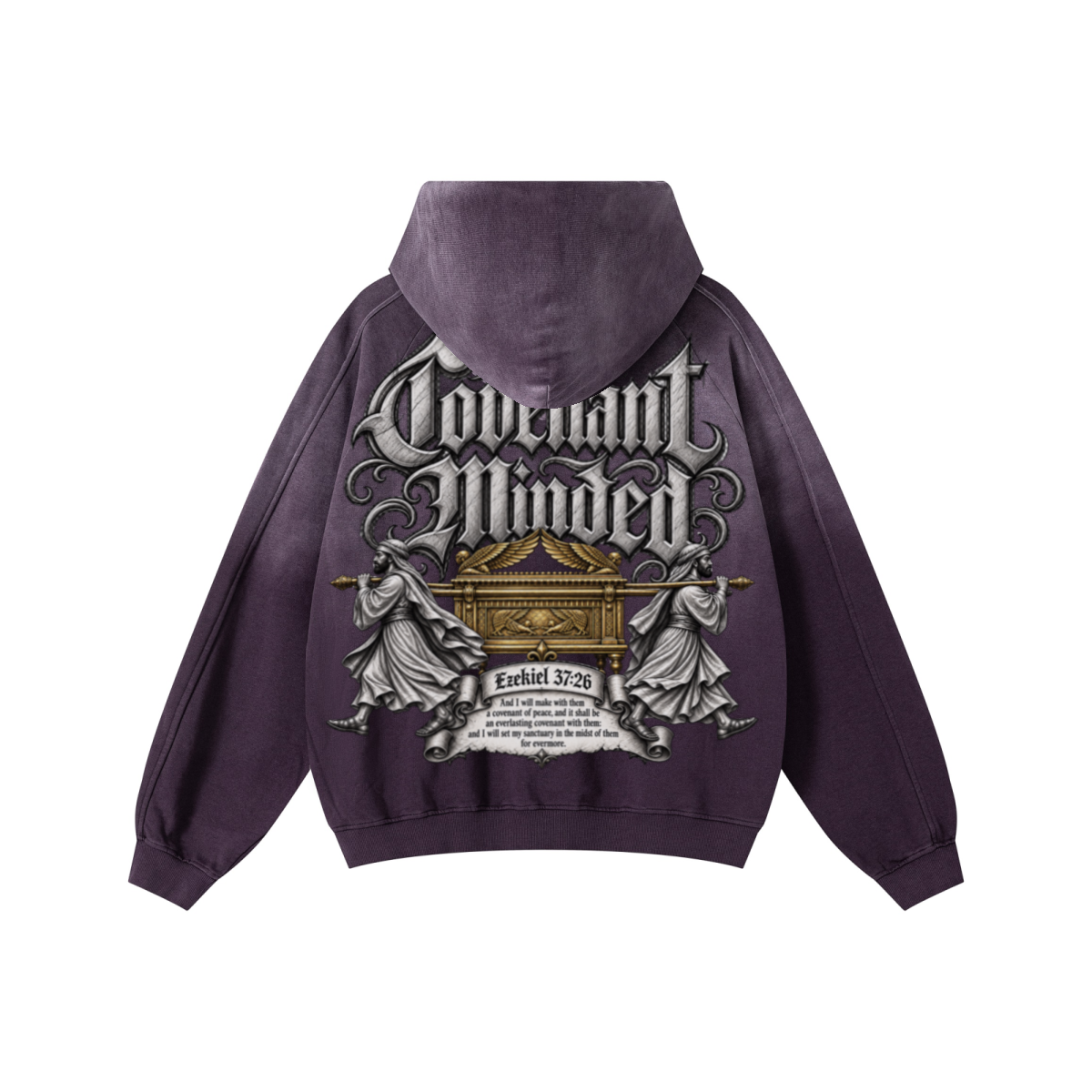 370GSM Unisex Monkey Wash Raw-Edge PP-Sprayed French Terry Hoodie Vintage Purple