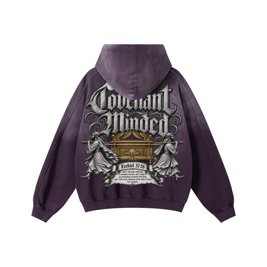 370GSM Unisex Monkey Wash Raw-Edge PP-Sprayed French Terry Hoodie Vintage Purple
