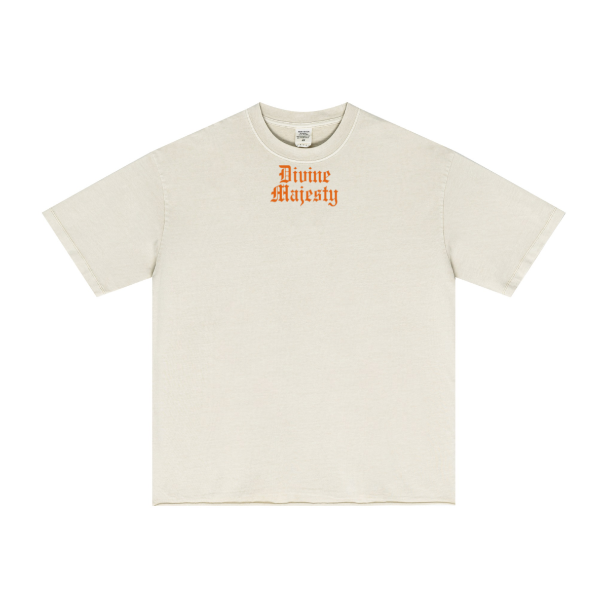 275GSM Men's Double-Yarn Raw-Edge Pigment-Wash T-Shirt Apricot