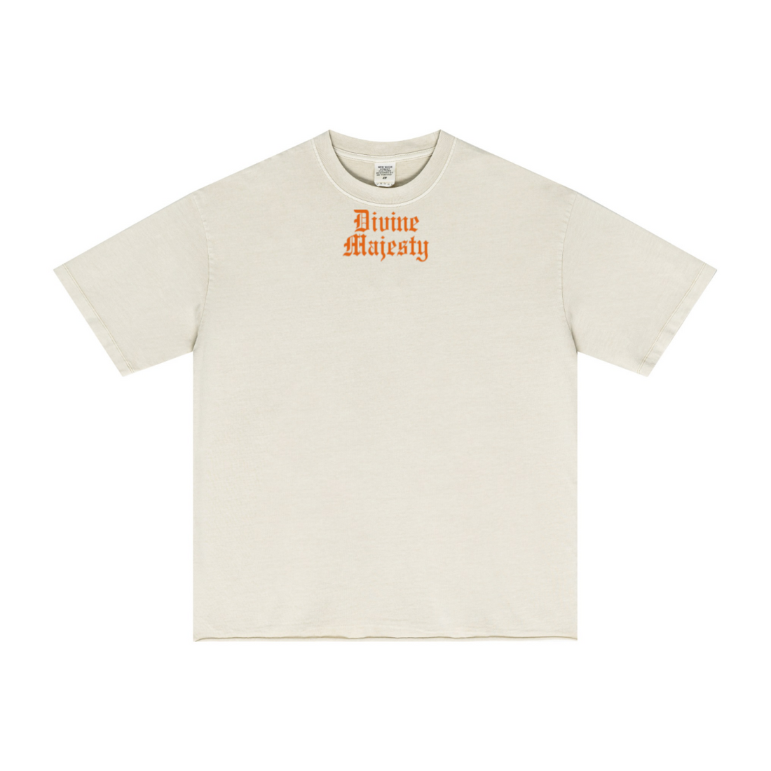 275GSM Men's Double-Yarn Raw-Edge Pigment-Wash T-Shirt Apricot