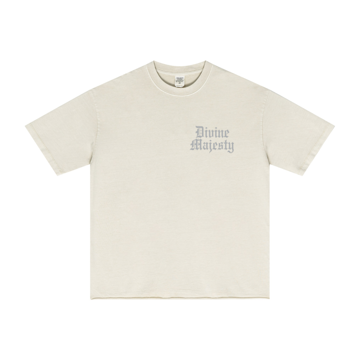 275GSM Men's Double-Yarn Raw-Edge Pigment-Wash T-Shirt Apricot