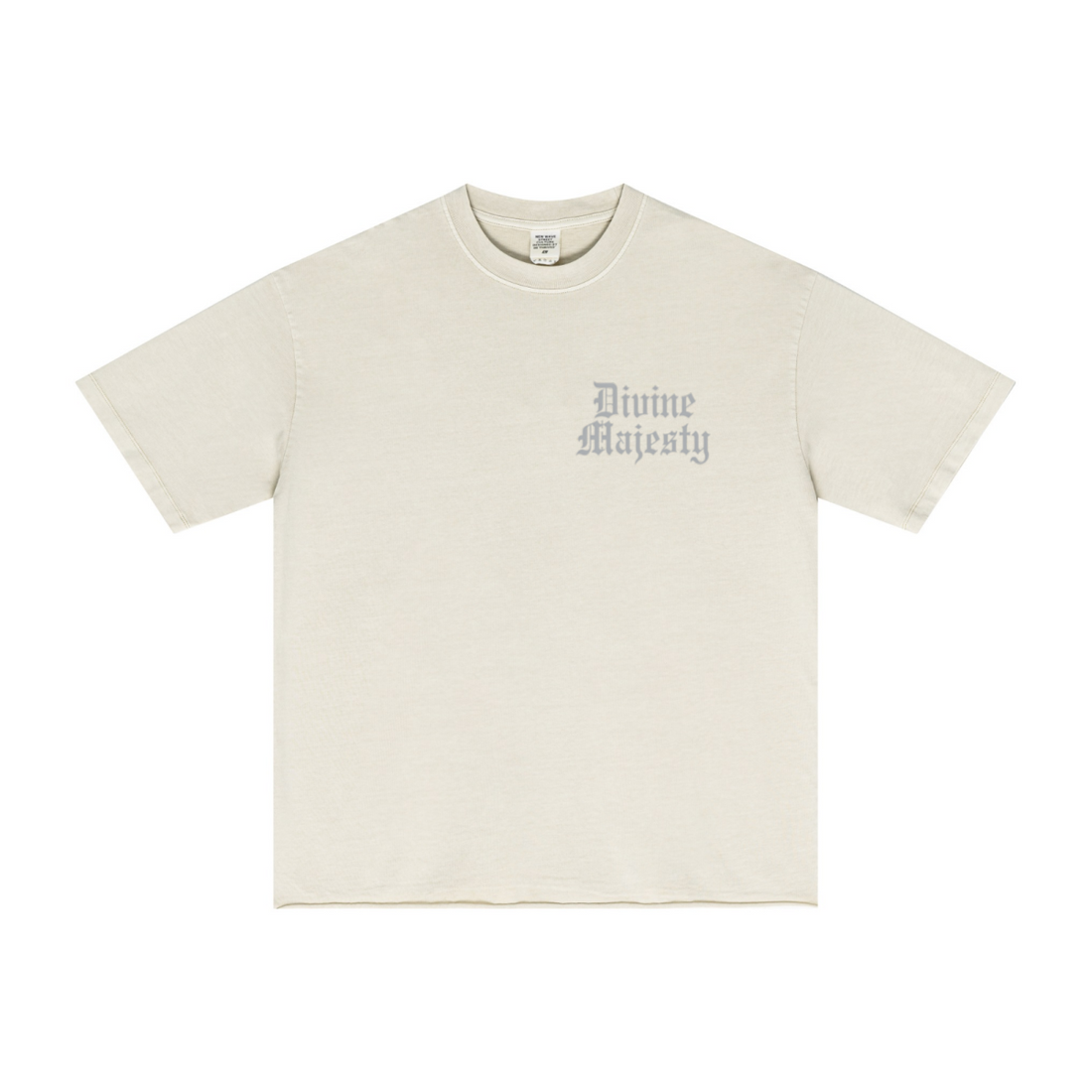 275GSM Men's Double-Yarn Raw-Edge Pigment-Wash T-Shirt Apricot