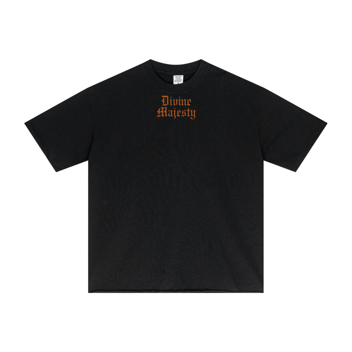 275GSM Men's Double-Yarn Raw-Edge Pigment-Wash T-Shirt Black