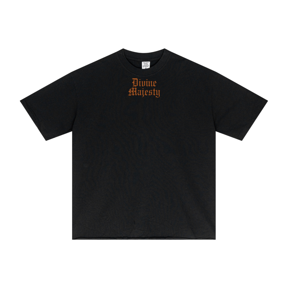 275GSM Men's Double-Yarn Raw-Edge Pigment-Wash T-Shirt Black