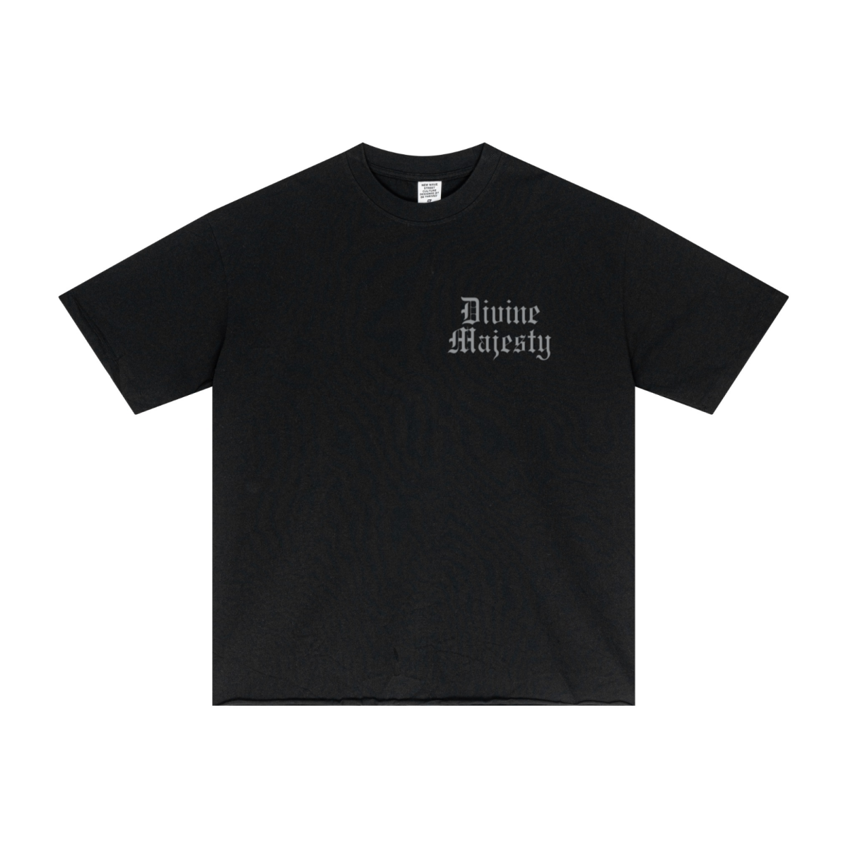 275GSM Men's Double-Yarn Raw-Edge Pigment-Wash T-Shirt Black