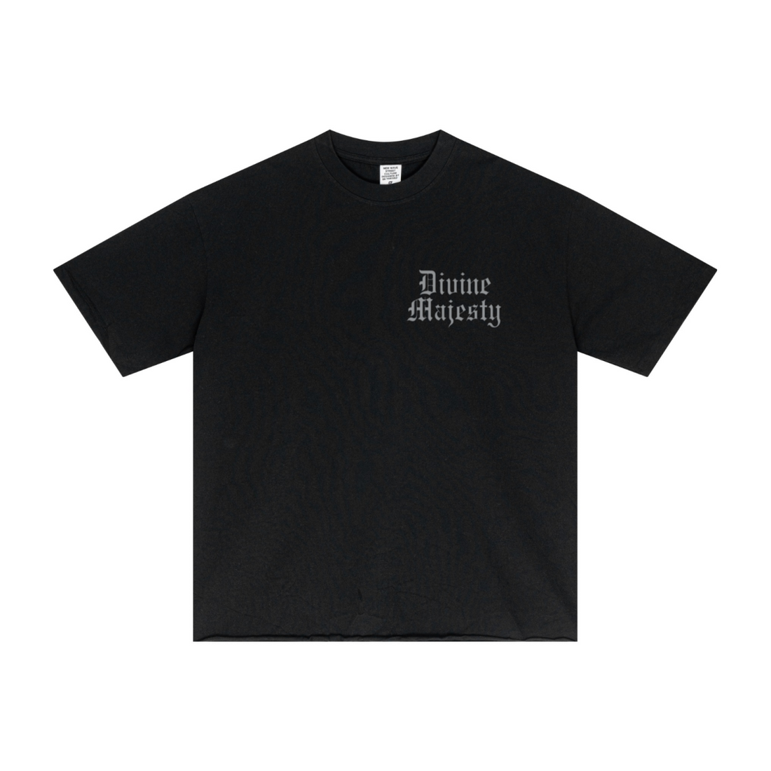 275GSM Men's Double-Yarn Raw-Edge Pigment-Wash T-Shirt Black