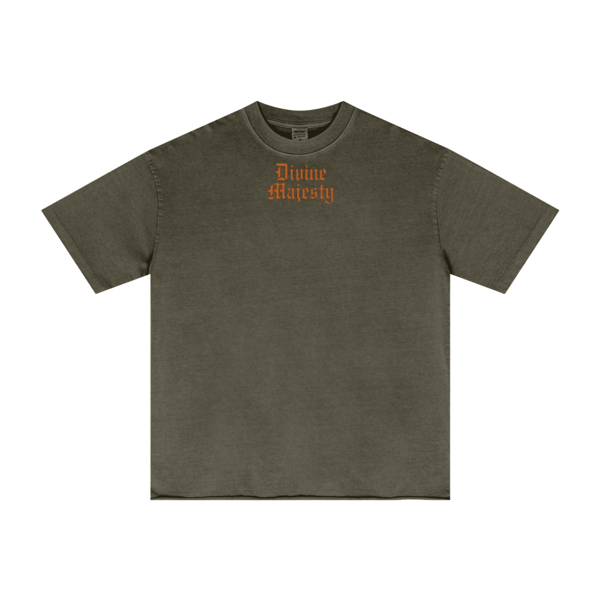275GSM Men's Double-Yarn Raw-Edge Pigment-Wash T-Shirt Dark green