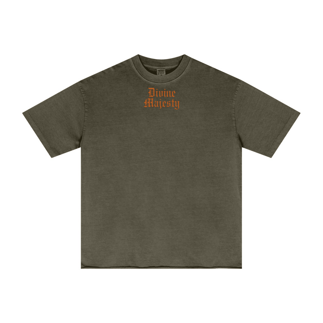 275GSM Men's Double-Yarn Raw-Edge Pigment-Wash T-Shirt Dark green