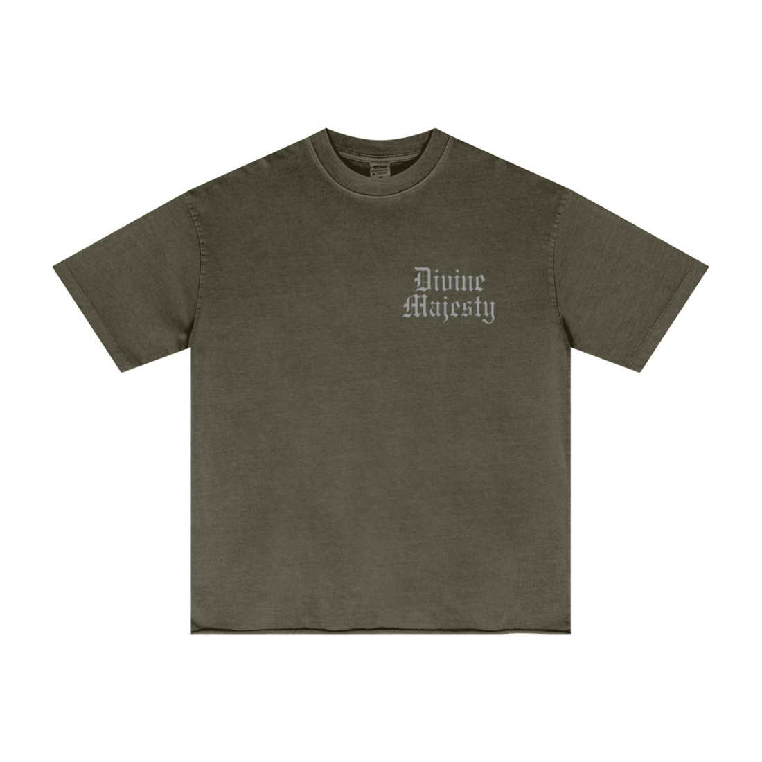275GSM Men's Double-Yarn Raw-Edge Pigment-Wash T-Shirt Dark green